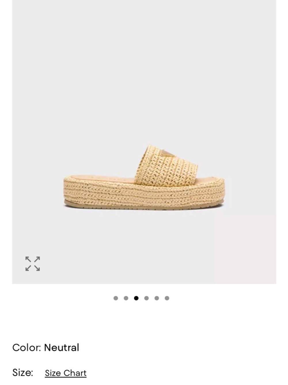 Prada Raffia Neutral Woven Platform Slide Sandals size 40 - 10 - Picture 5 of 9